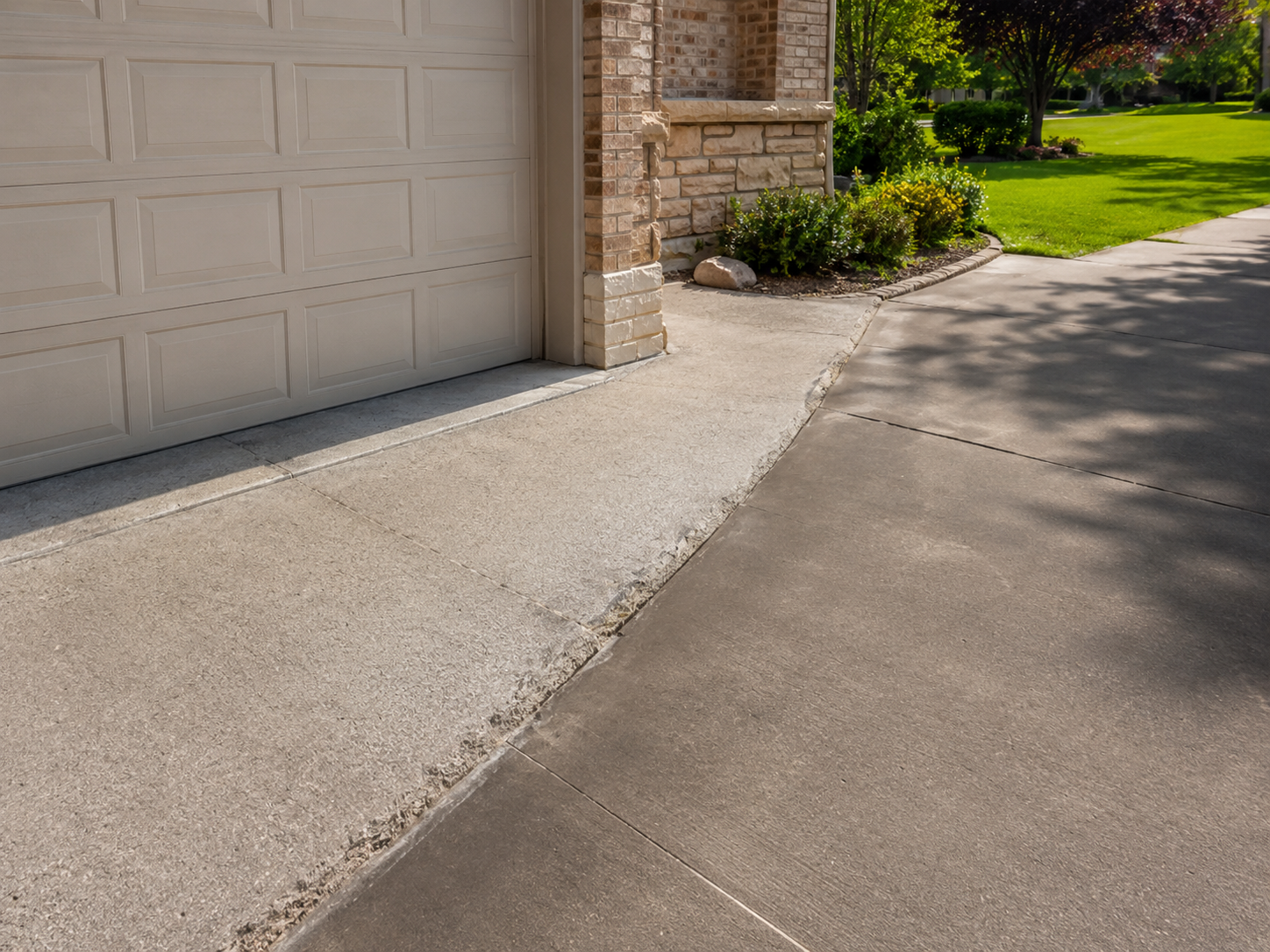 residential garage apron that is cracking and needs attention